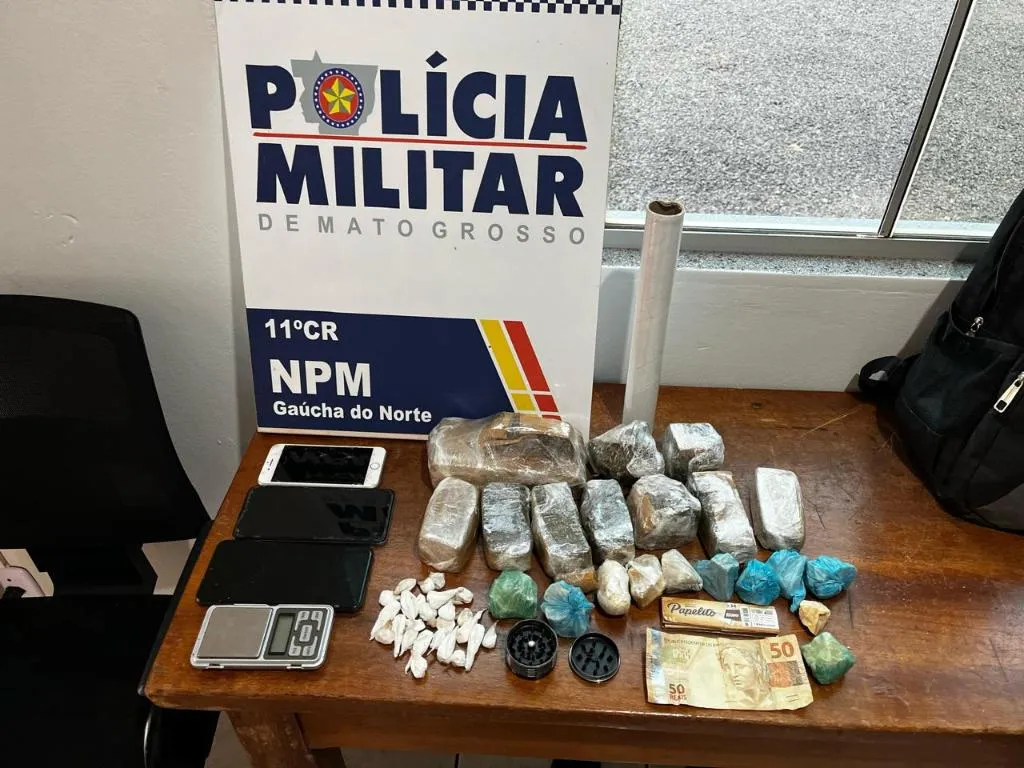 Tráfico de drogas: Jovem de 18 anos é preso com mais de 1,5 kg de entorpecentes em Mato Grosso
