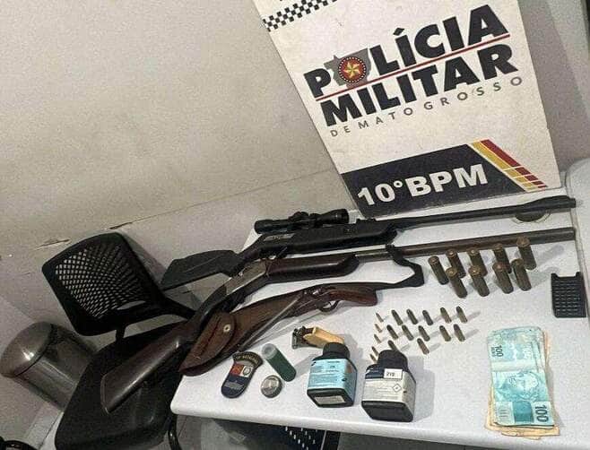 armas apreendidas na zona rural de cuiabá