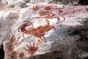 Pintura rupestre  dos sítios arqueológicos do Parque Estadual de Monte Alegre