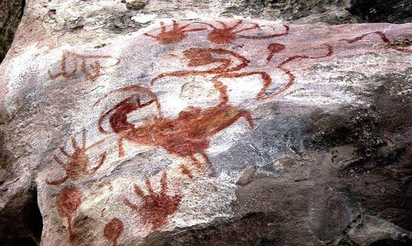 Pintura rupestre  dos sítios arqueológicos do Parque Estadual de Monte Alegre
