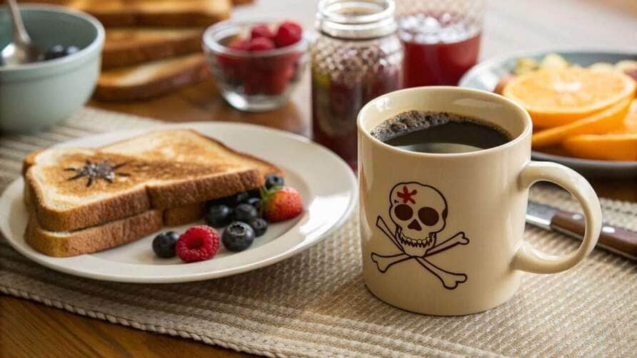 Xícara de café envenenado simbolizando a tentativa de homicídio em Mato Grosso