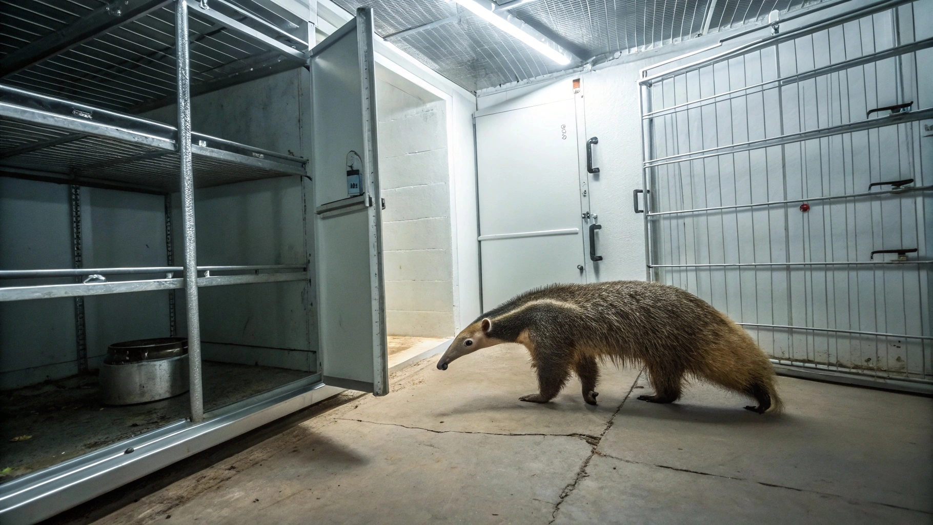 tamanduá-mirim dentro de frigorifico de mato grosso