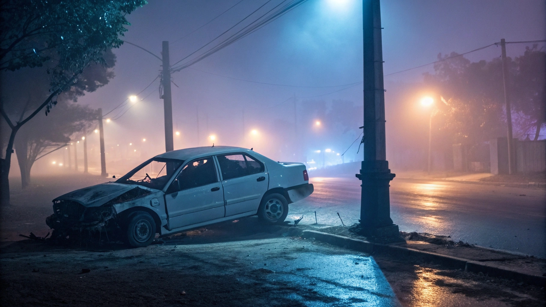 Carro bate em poste após sair da pista em Colíder