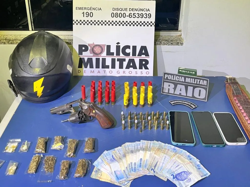 Companhia Raio apreende drogas e arma em operações em Sinop