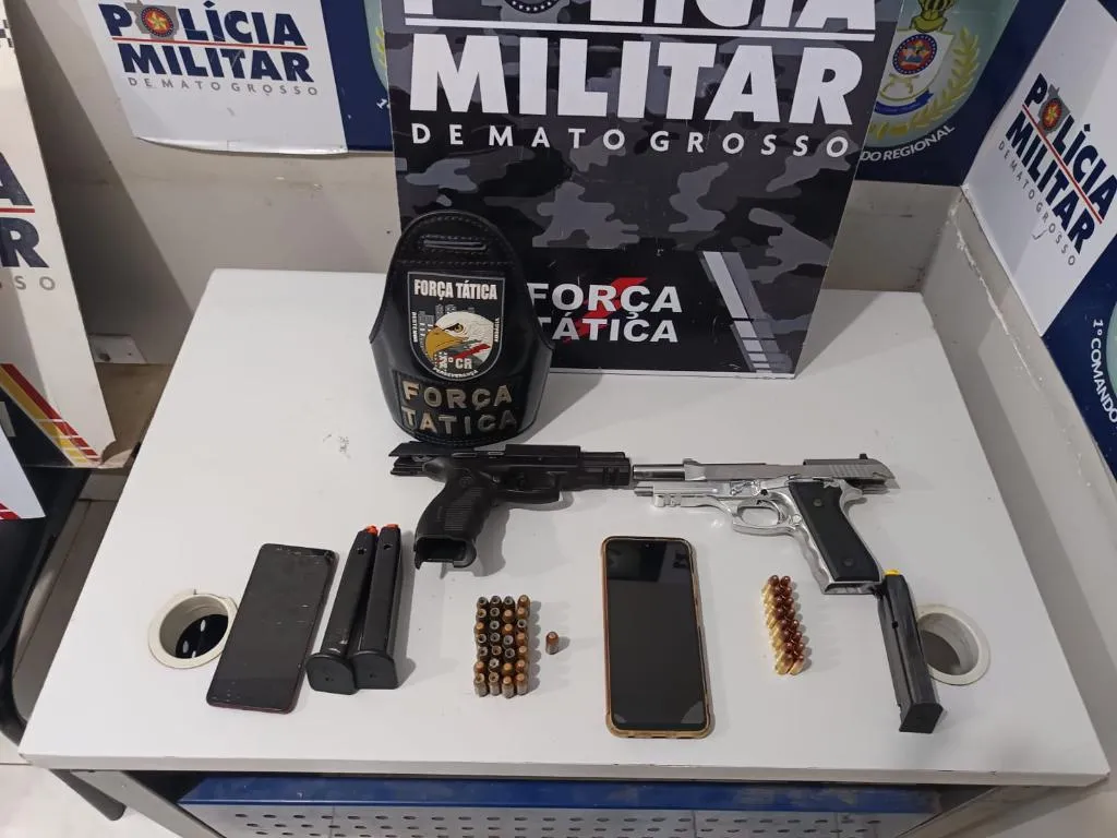 Dupla é presa com armas de fogo e 45 munições em Mato Grosso