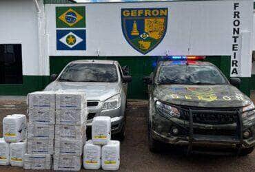 Gefron intercepta carga de agrotóxico ilegal avaliada em R$ 100 mil na fronteira de Mato Grosso