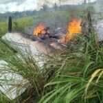 Força-tarefa intercepta aeronave com 200 kg de skunk e traficantes incendeiam avião antes de fugir