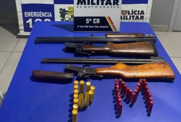 PM apreende espingardas e carne de animais silvestres em Mato Grosso