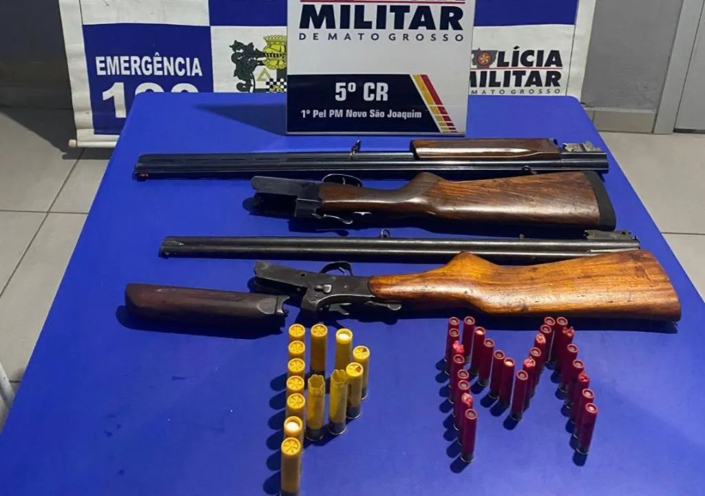 PM apreende espingardas e carne de animais silvestres em Mato Grosso