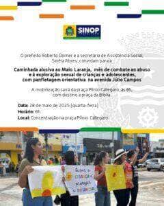 Sinop realiza caminhada nesta quarta-feira para conscientizar contra o abuso infantojuvenil