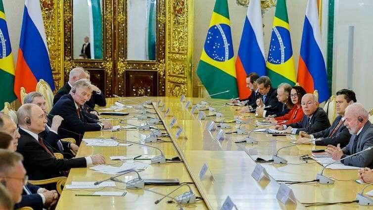 Rússia- 09/05/2025 Presidente da República, Luiz Inácio Lula da Silva, durante reunião com o Presidente da Federação da Rússia, Vladimir Putin. Grande Palácio do Kremlin, Rússia - Moscou. Foto: Ricardo Stuckert / PR
