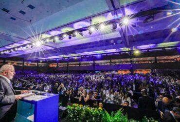 Brasília (DF), 21.05.2024 - Presidente da República, Luiz Inácio Lula da Silva, durante a abertura da XXV Marcha a Brasília em Defesa dos Municípios – Marcha dos Prefeitos, no Centro Internacional de Convenções do Brasil (CICB). Foto: Ricardo Stuckert/PR