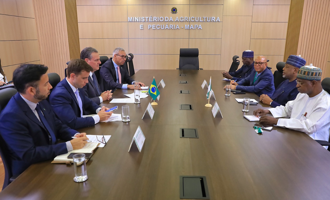 Ministro Fávaro recebe autoridades nigerianas para discutir cooperação agropecuária