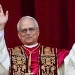 Newly elected Pope Leo XIV, Cardinal Robert Prevost of the United States appears on the balcony of St. Peter's Basilica, at the Vatican, May 8, 2025. REUTERS/Guglielmo Mangiapane