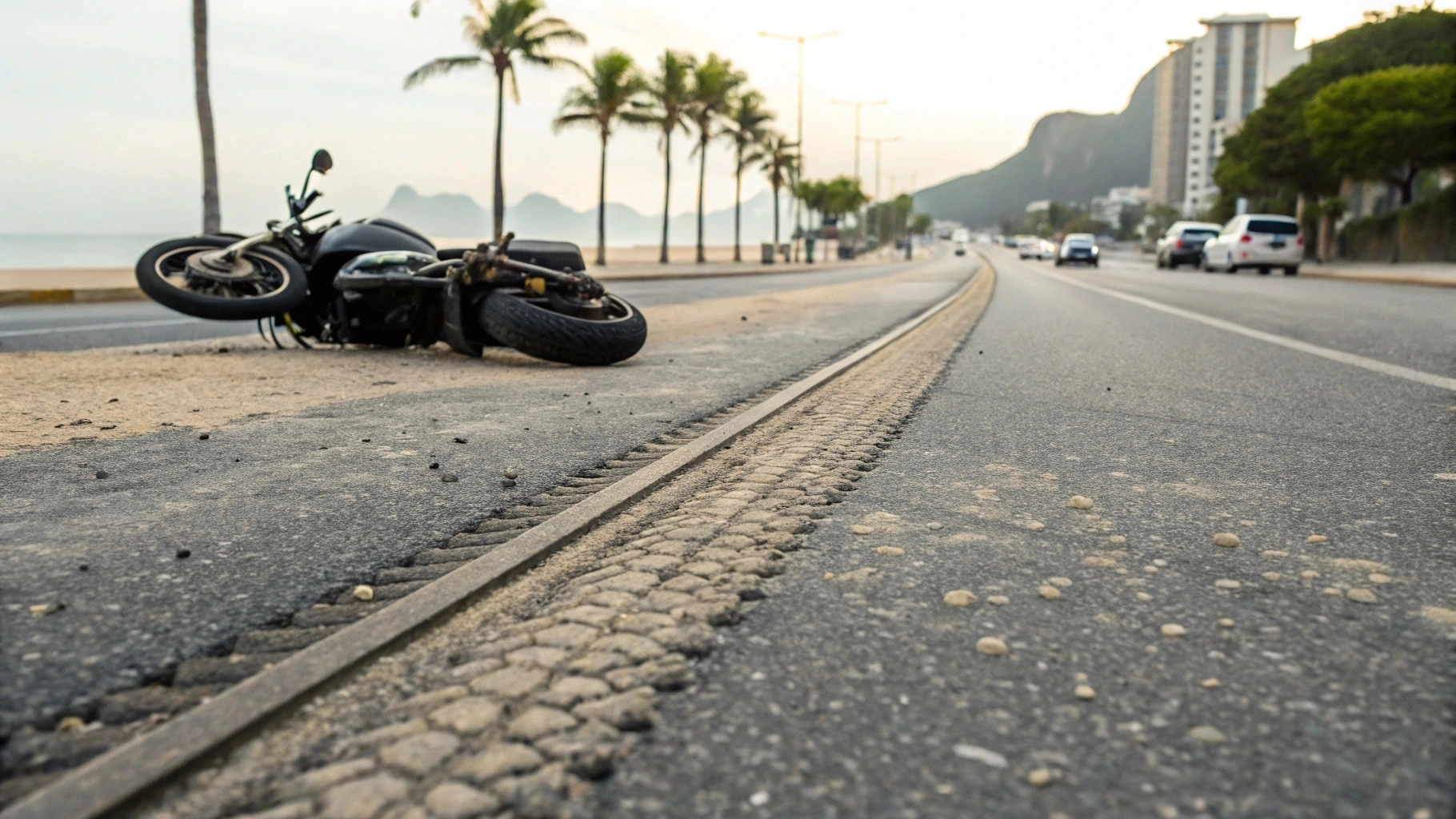 Motociclista e criança ficam feridas após queda em curva com areia solta no asfalto em Juína