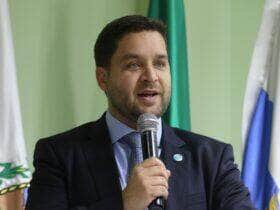 O vice-governador do Rio, Thiago Pampolha, participa da posse da nova defensora pública-geral do Rio de Janeiro, Patrícia Cardoso, que estará à frente da instituição no biênio 2023-2024, na sede da instituição, no centro da cidade. 