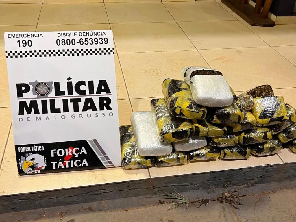 Força Tática apreende 25 quilos de maconha e prende casal em Juína