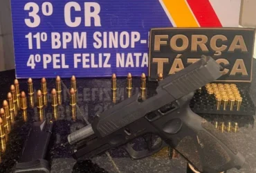 Força Tática prende suspeito com pistola e 52 munições em caminhonete