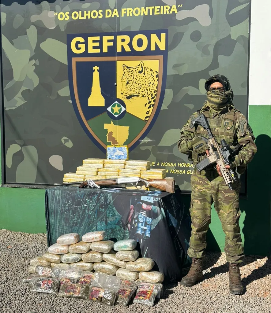 Gefron apreende drogas e armas durante operação na zona rural de Cáceres