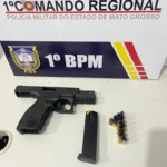 Homem é preso com pistola e munições após denúncia em Cuiabá