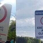Guarda é acionada após denúncia e encontra sinalização modificada para favorecer estacionamento exclusivo a clientes de estabelecimento