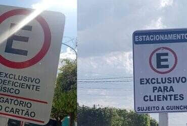 Guarda é acionada após denúncia e encontra sinalização modificada para favorecer estacionamento exclusivo a clientes de estabelecimento