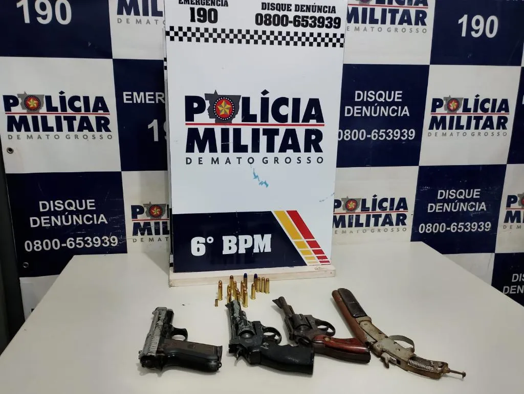 Polícia apreende arsenal e prende homem por porte ilegal de arma em Cáceres
