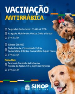 Sinop realiza vacinação antirrábica casa a casa em quatro bairros
