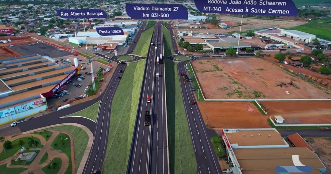 Tráfego na BR-163, em Sinop, é alterado para construção de viadutos
