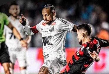Lance de Santos x Flamengo. Imagem: Raul Baretta/Santos
