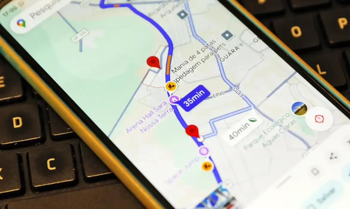 Brasília (DF), 22/06/2025 - Tela de app de GPS em celular. Foto: Bruno Peres/Agência Brasil