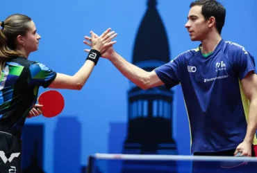 Buenos Aires, 27/07/2025 - Mesatenistas Bruna Takahashi e Hugo Calderano conquistam 1º título na disputa do WTT Contender de Buenos Aires. Foto: World Table Tennis/Divulgação