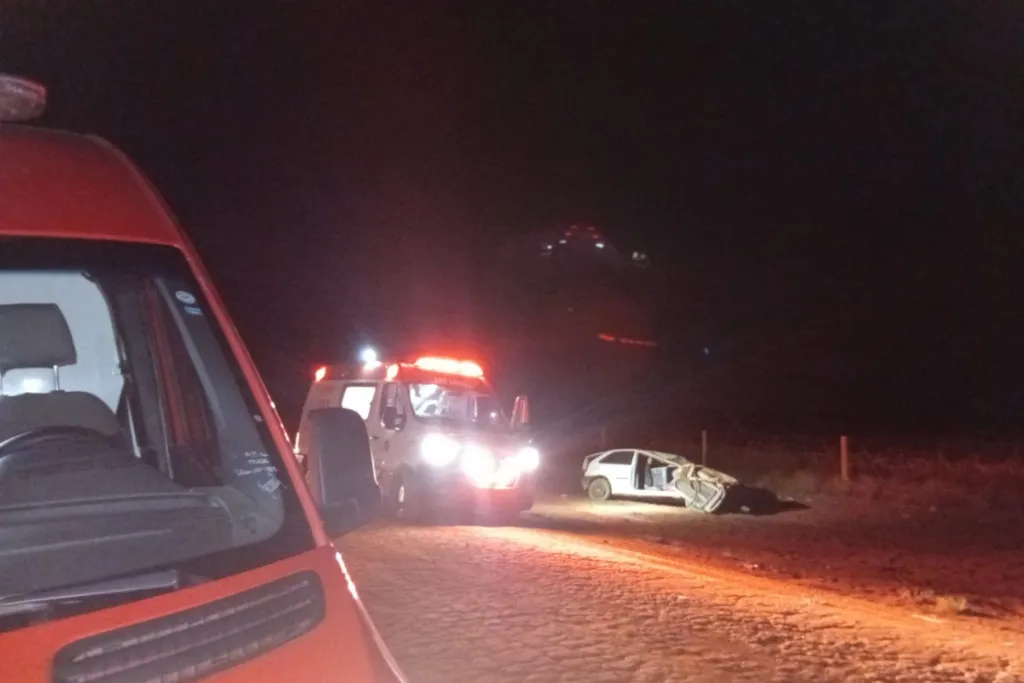 Bombeiros socorrem vítima após capotamento