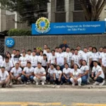 Estudantes indígenas na sede do Coren, em Sâo Paulo