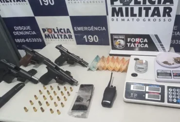 Força Tática prende faccionado com arsenal e drogas em Cáceres