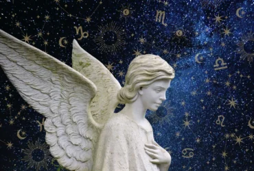 Imagem ilustrativa de anjo celestial com luz dourada ao fundo, representando proteção espiritual para os signos, por CenárioMT / Canva