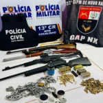 Armas e munições apreendidas em uma das ações
