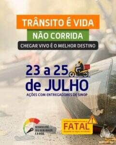Sinop lança campanha de conscientização para entregadores por aplicativo e motociclistas