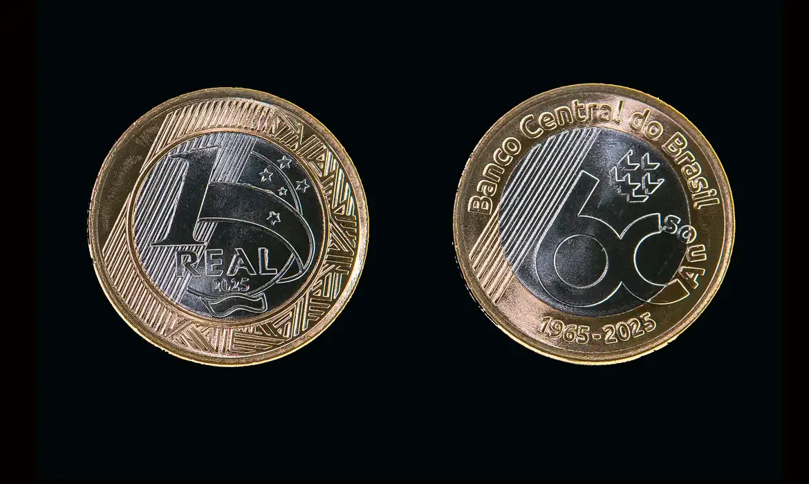 Brasília (DF), 25/07/2025 - Moeda comemorativa dos 60 anos do Banco Central do Brasil. Foto: Gabriel Pereira/Banco Central