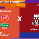 TV Brasil exibe duelo entre Unimed Campinas e Sesi Araraquara pela Liga de Basquete Feminino.