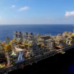 Rio de Janeiro (RJ), 28/09/2023 - Vista aérea do navio-plataforma P-71, instalado no campo de Itapu, no pré-sal da Bacia de Santos, a 200 km da costa do Rio de Janeiro. Foto:Tânia Rêgo/Agência Brasil