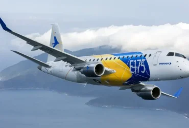 Brasília (DF) 19.07.2024 - O jato E175 da Embraer que será exportado para a American Airlines. Foto: Ricardo Beccari/Embraer