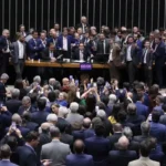06/8/2025 - Hugo Motta preside sessão plenária após obstrução do plenário da Câmara dos Deputados por parlamentares de oposição