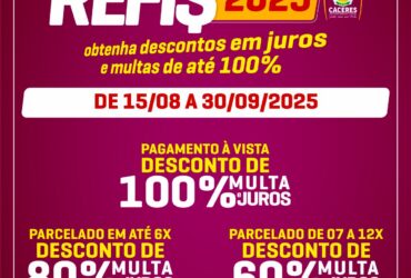 Caceres lanca REFIS 2025 com descontos de ate 100 em juros e multas e muitas opcoes de parcelamento -CenárioMT