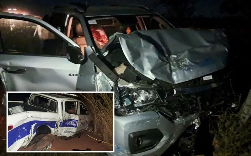 Caminhonete oficial foi atingida na traseira por veículo conduzido por empresário; vítimas foram encaminhadas ao hospital e passam bem