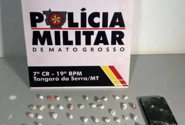 PM prende jovem faccionado com 60 porções de cocaína em Tangará da Serra