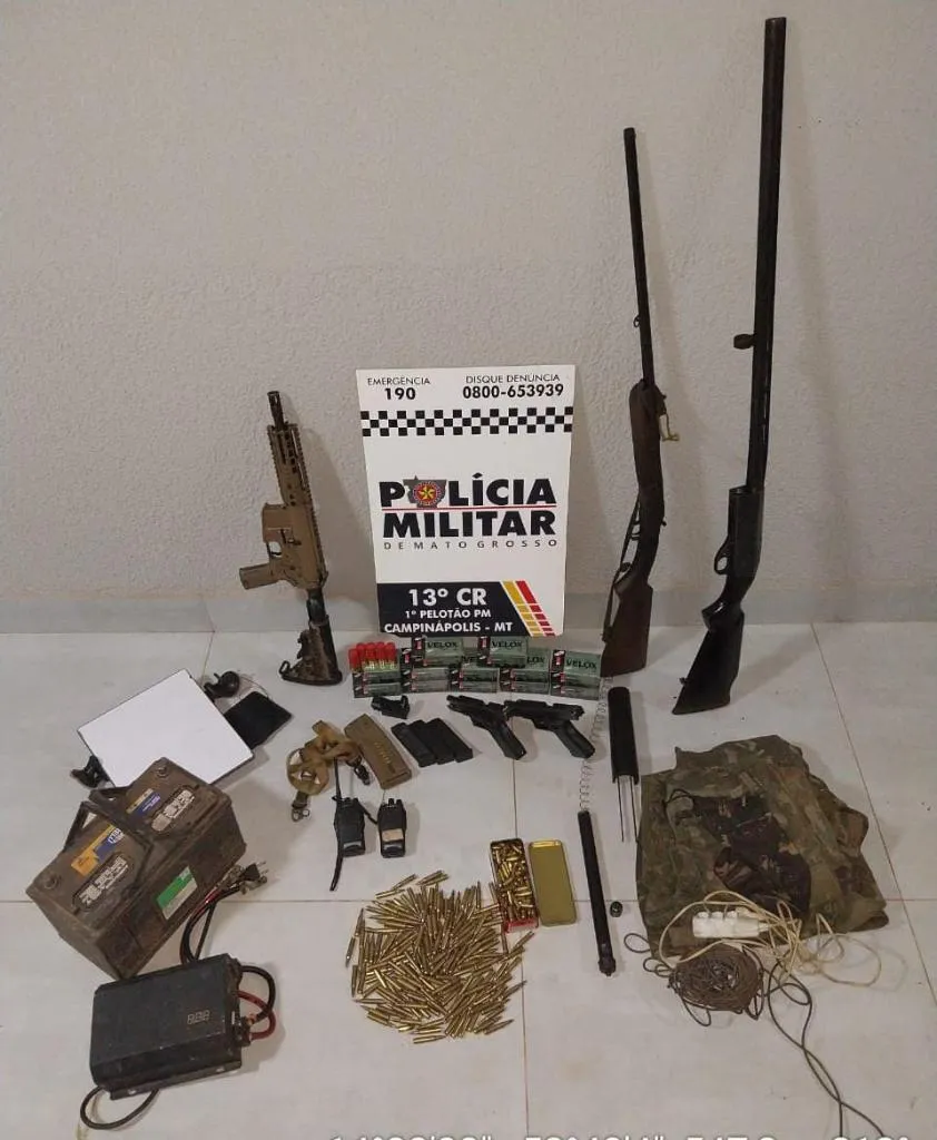 Polícia prende faccionados com arsenal de armas e mais de 300 munições em Campinápolis