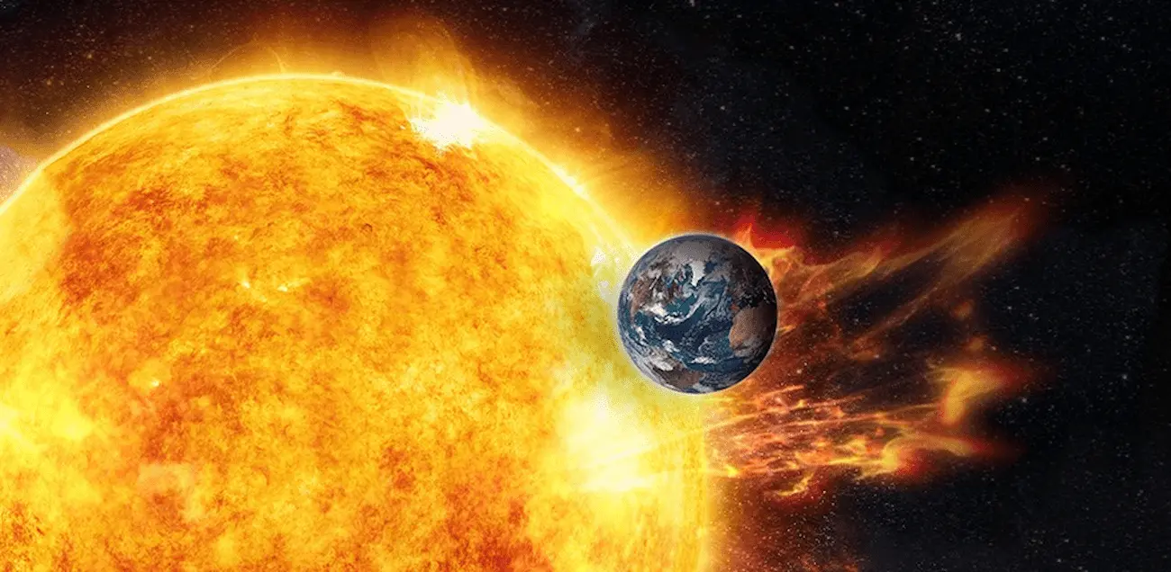 Representação de tempestade solar