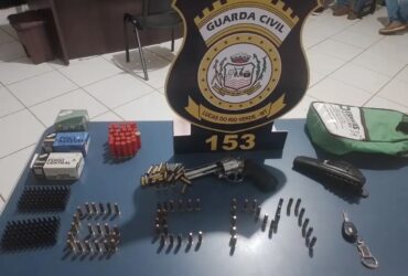 Após se evadir do local de um sinistro de trânsito, homem foi localizado pela Guarda Civil Municipal com revólver calibre .38 e mais de 100 munições de diversos calibres.