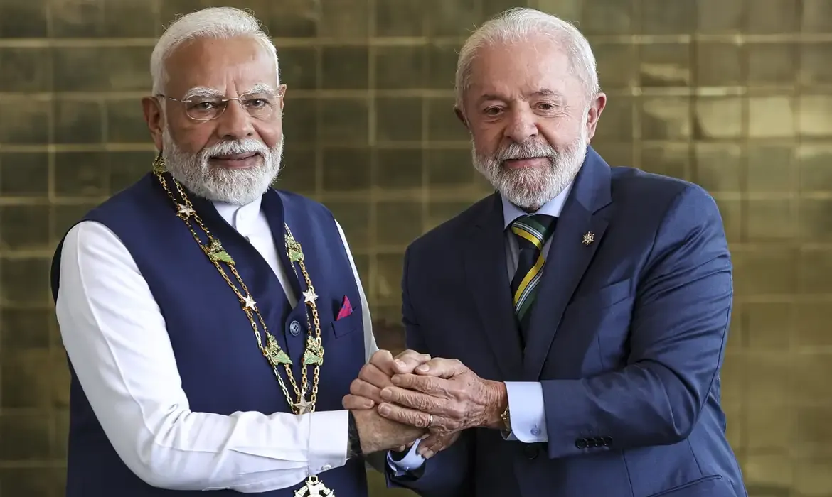 Brasília (DF), 08/07/2025 - O presidente Luiz Inácio Lula da Silva recebe o primeiro-ministro da Índia, Narendra Modi, em cerimônia oficial no Palácio da Alvorada. Foto: Marcelo Camargo/Agência Brasil